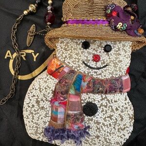 Mary Frances Beaded Snowman Purse